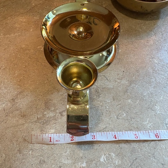 Brass Unity Candle Holder Holds 2 Taper 1 Pillar Brass W Gold Finish 12.5 Inches - Picture 5 of 10